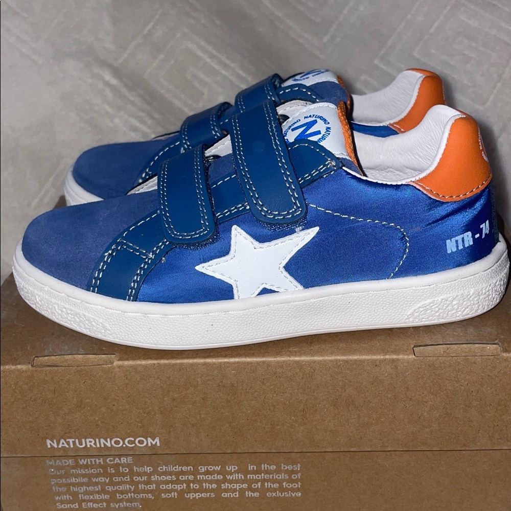 NWT NATURINO PINN Sneaker in Azure-White-Orange - Picture 10 of 13
